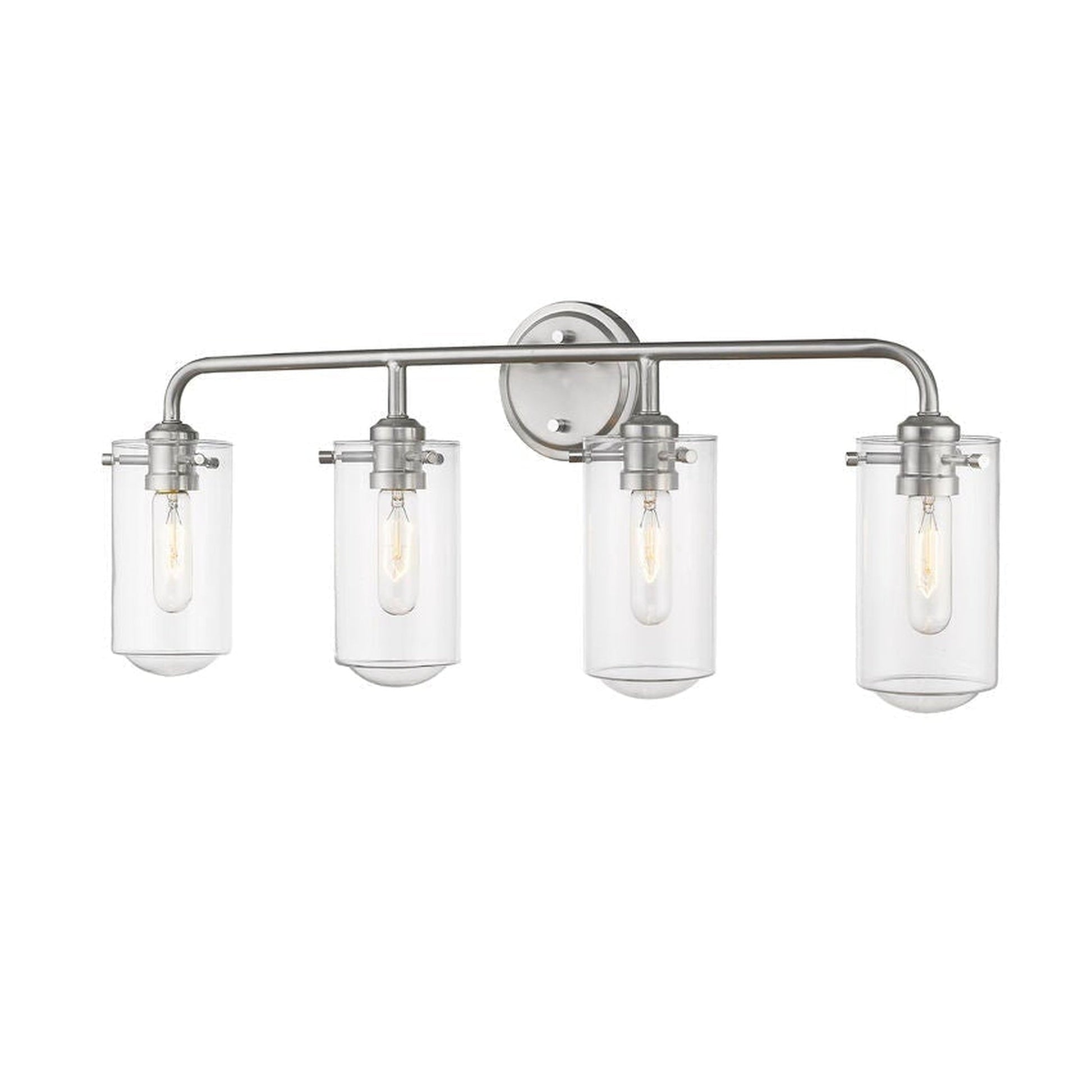 Z-Lite Delaney 30" 4-Light Brushed Nickel Vanity Light With Clear Glass Shade