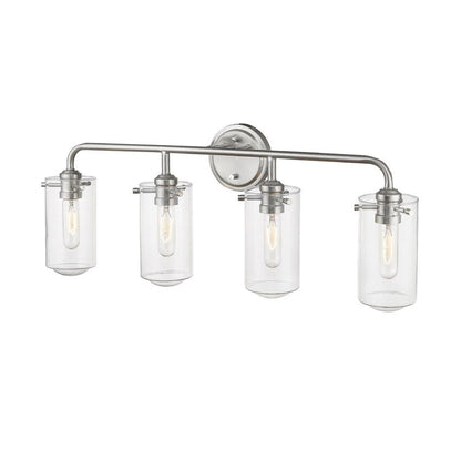Z-Lite Delaney 30" 4-Light Brushed Nickel Vanity Light With Clear Glass Shade