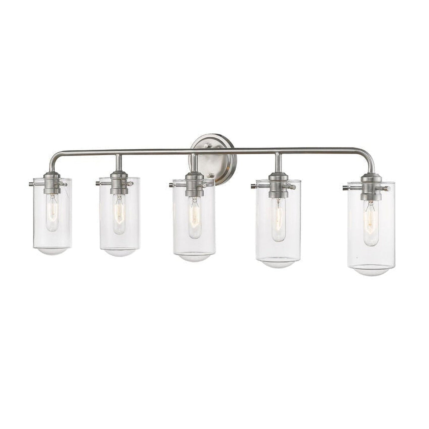 Z-Lite Delaney 38" 5-Light Brushed Nickel Vanity Light With Clear Glass Shade