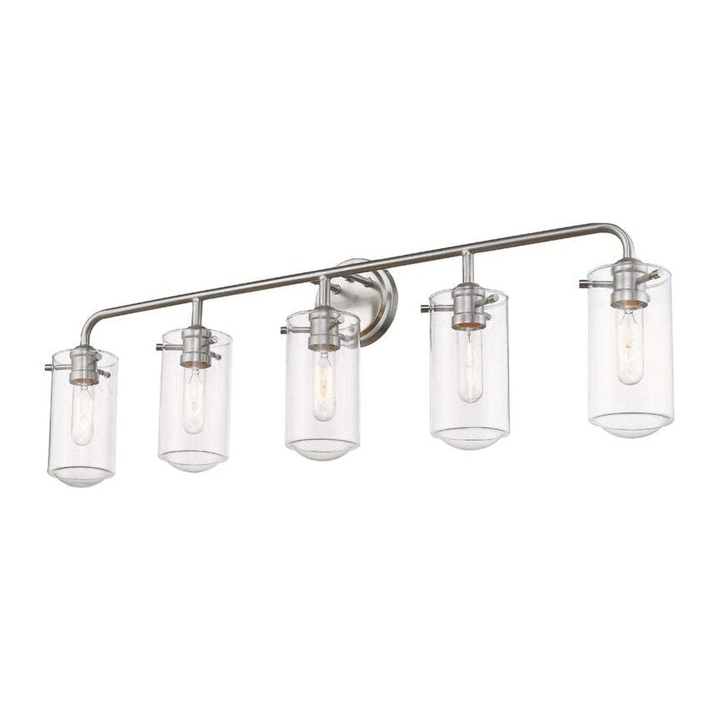 Z-Lite Delaney 38" 5-Light Brushed Nickel Vanity Light With Clear Glass Shade