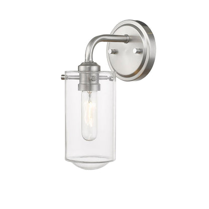 Z-Lite Delaney 5" 1-Light Brushed Nickel Wall Sconce With Clear Glass Shade