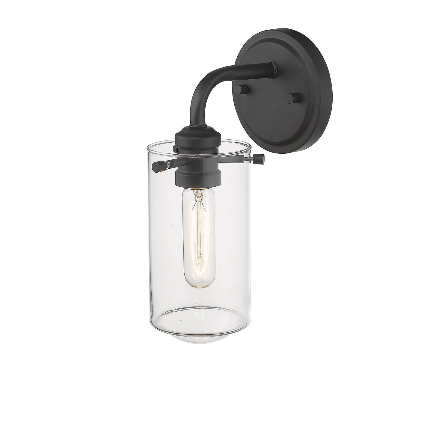 Z-Lite Delaney 5" 1-Light Matte Black Wall Sconce With Clear Glass Shade