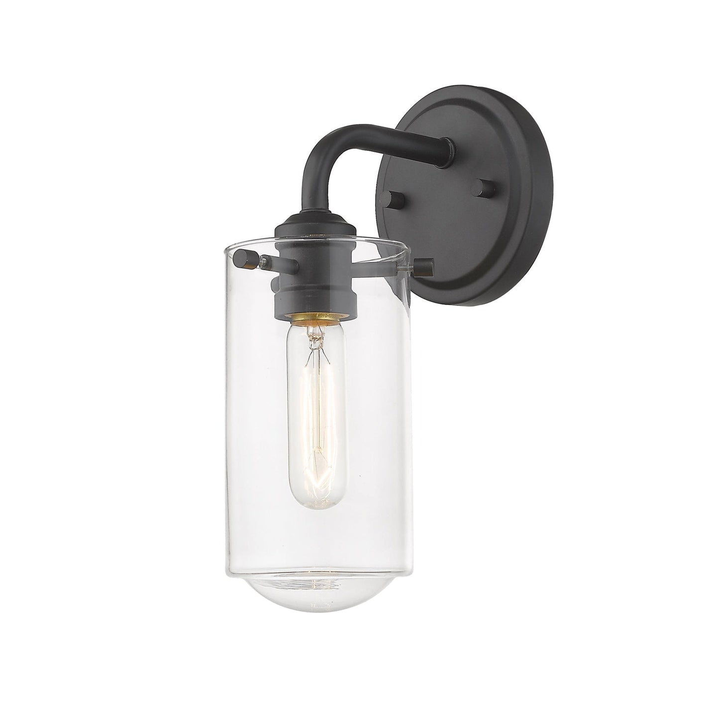 Z-Lite Delaney 5" 1-Light Matte Black Wall Sconce With Clear Glass Shade