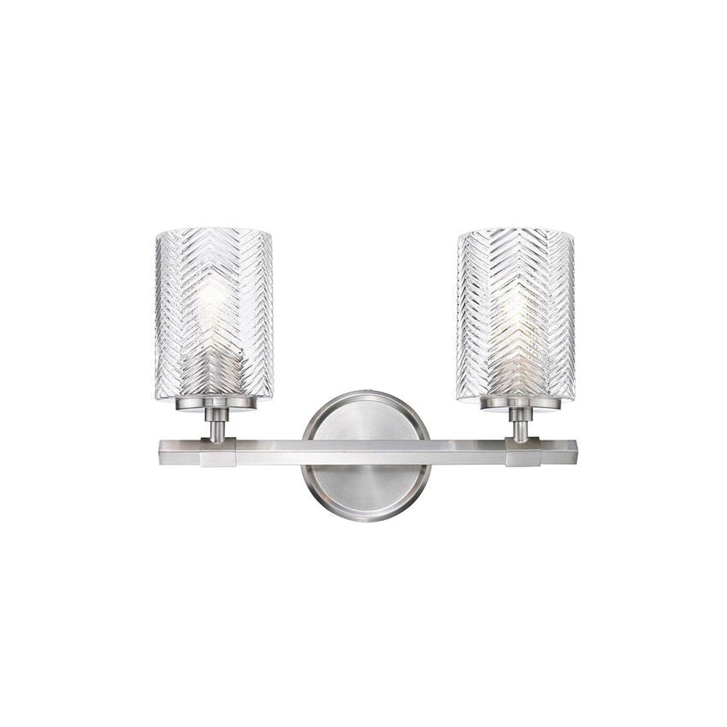 Z-Lite Dover Street 14" 2-Light Brushed Nickel Vanity Light With Clear Glass Shade