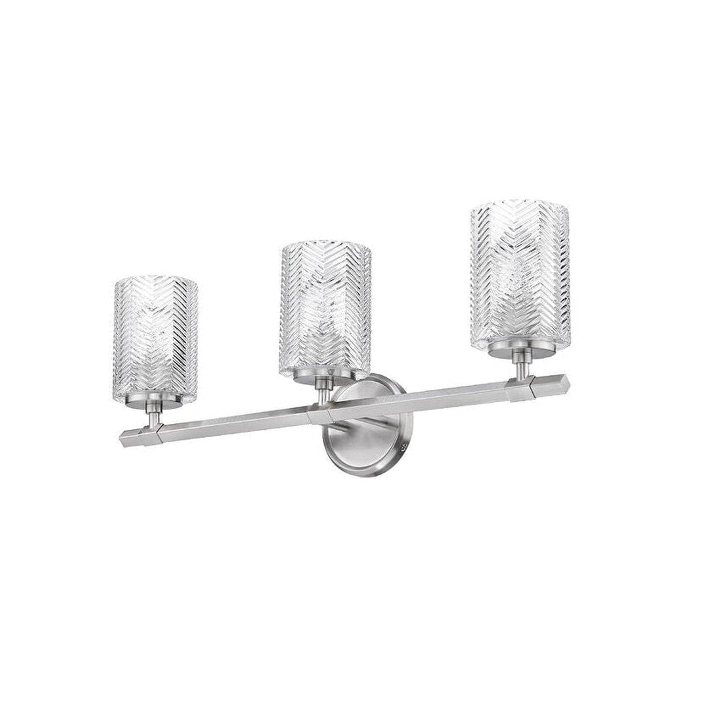 Z-Lite Dover Street 25" 3-Light Brushed Nickel Vanity Light With Clear Glass Shade