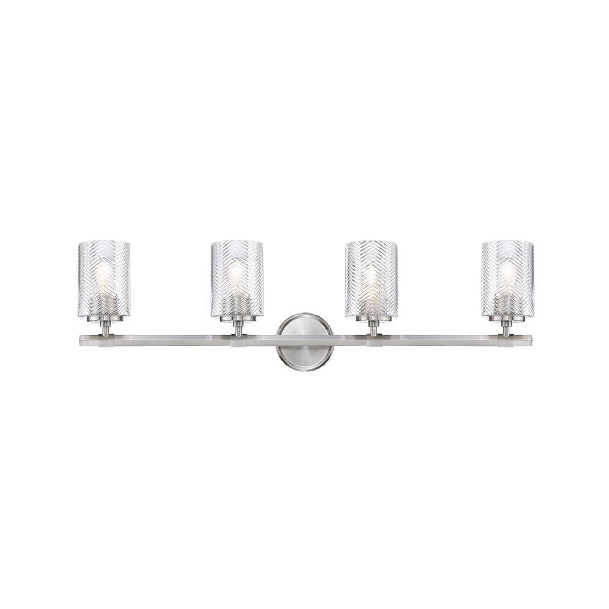 Z-Lite Dover Street 33" 4-Light Brushed Nickel Vanity Light With Clear Glass Shade