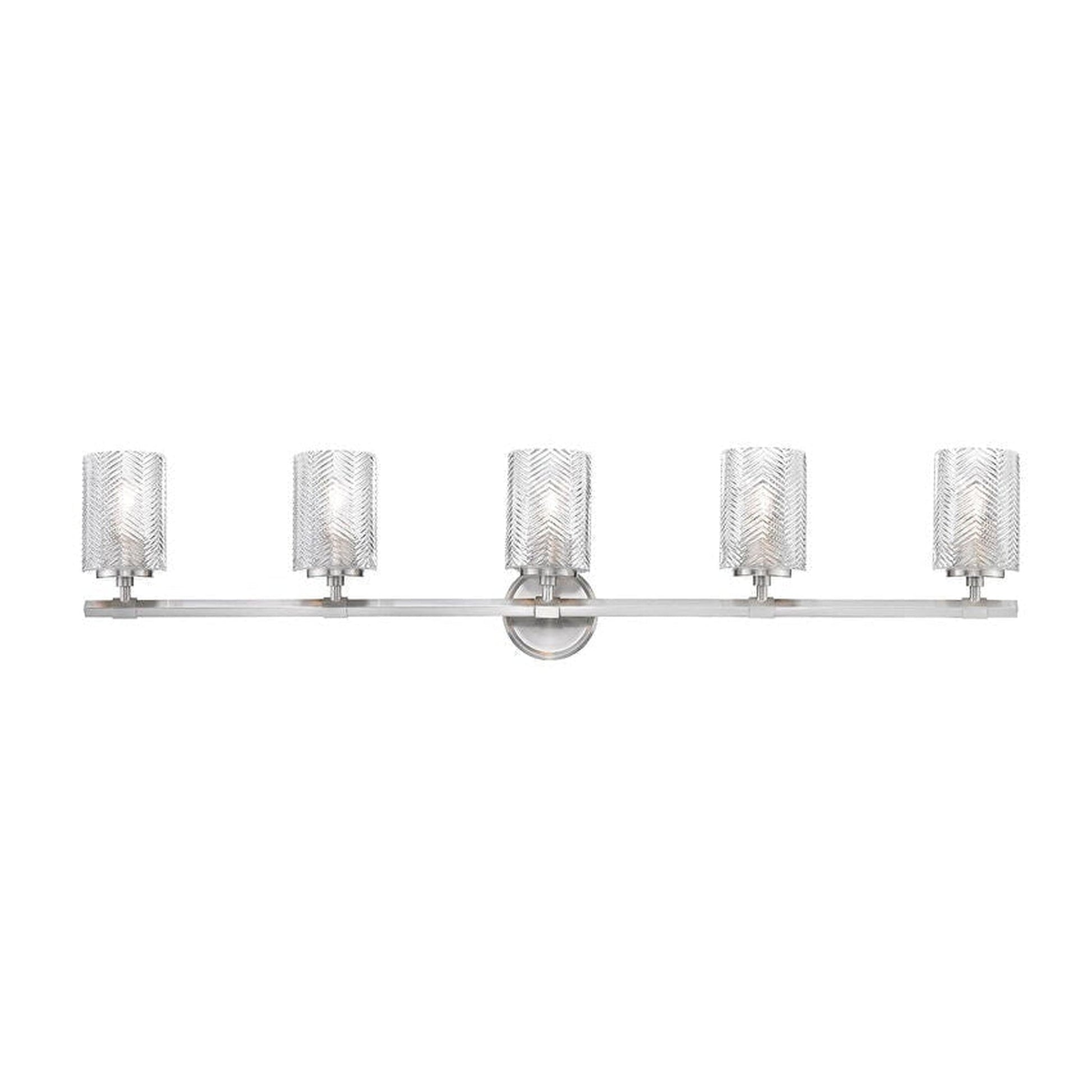Z-Lite Dover Street 42" 5-Light Brushed Nickel Vanity Light With Clear Glass Shade