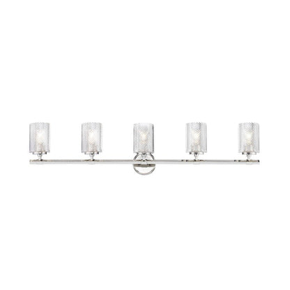 Z-Lite Dover Street 42" 5-Light Polished Nickel Vanity Light With Clear Glass Shade