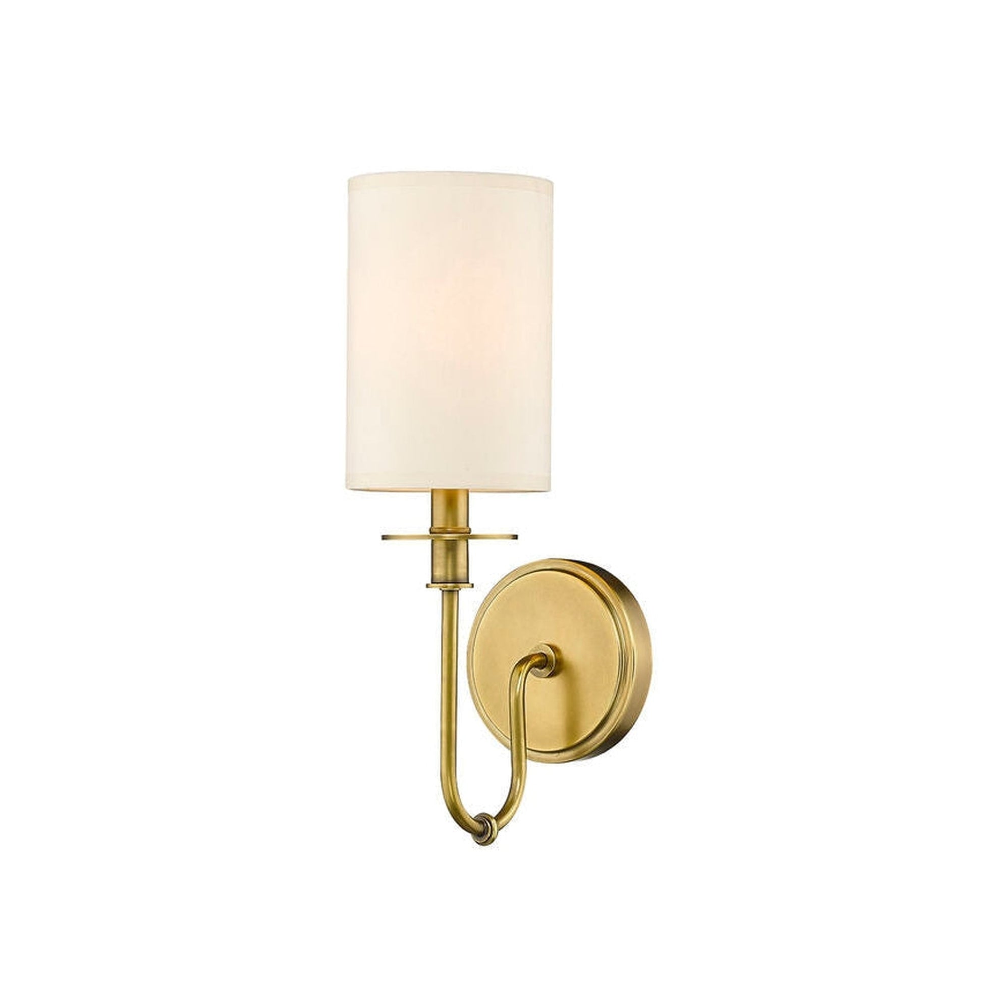 Z-Lite Ella 5" 1-Light Rubbed Brass Wall Sconce With Beige Parchment Paper Shade