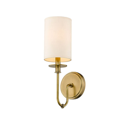 Z-Lite Ella 5" 1-Light Rubbed Brass Wall Sconce With Beige Parchment Paper Shade