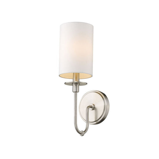 Z-Lite Ella 5" 1-Light White Brushed Nickel Wall Sconce With White Fabric Shade