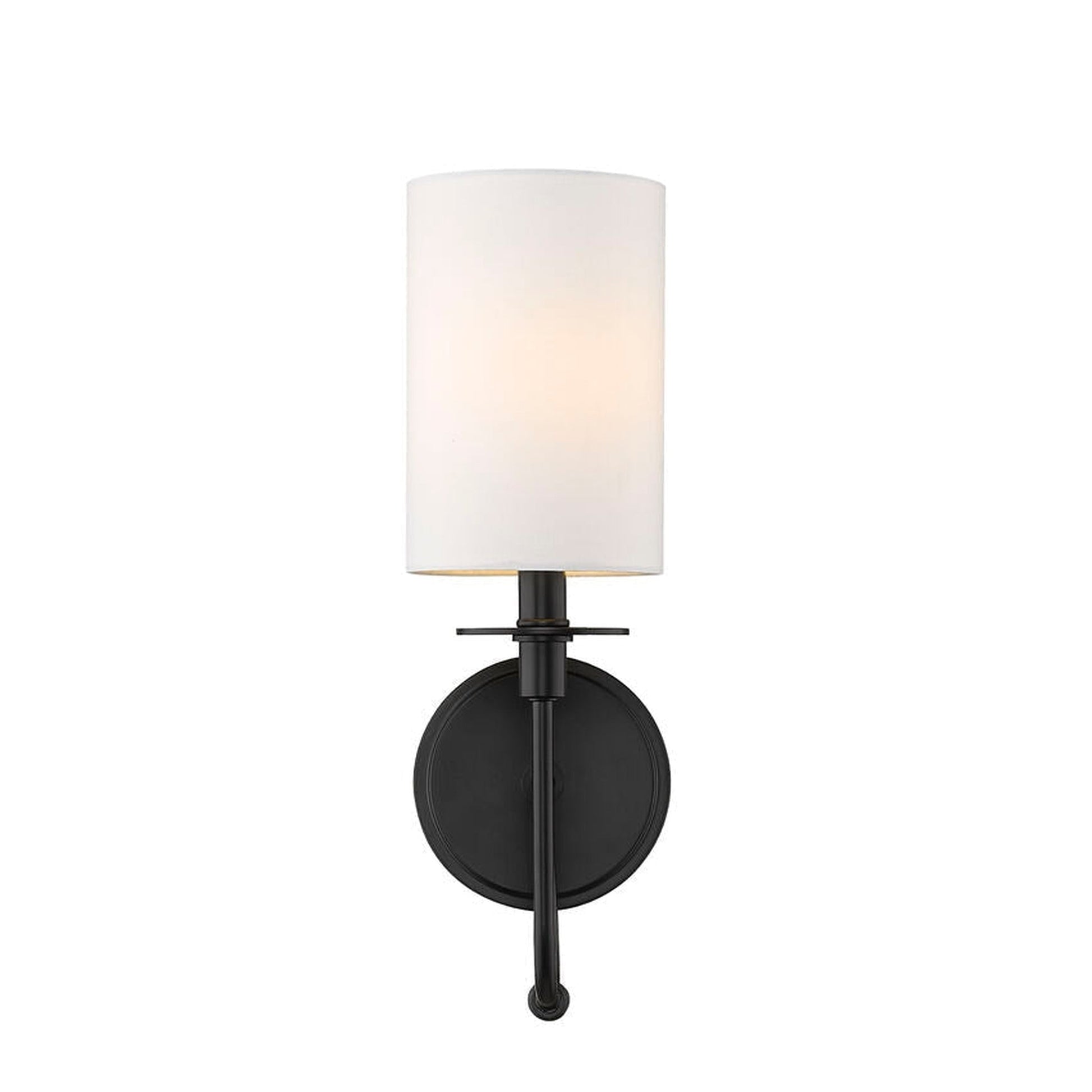 Z-Lite Ella 5" 1-Light White Matte Black Wall Sconce With White Fabric Shade