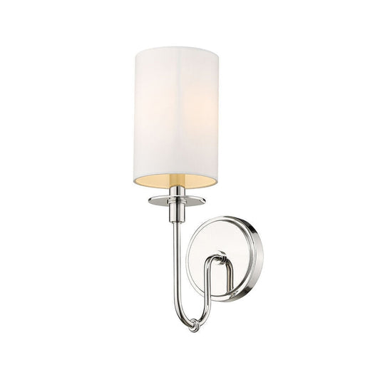 Z-Lite Ella 5" 1-Light White Polished Nickel Wall Sconce With White Fabric Shade