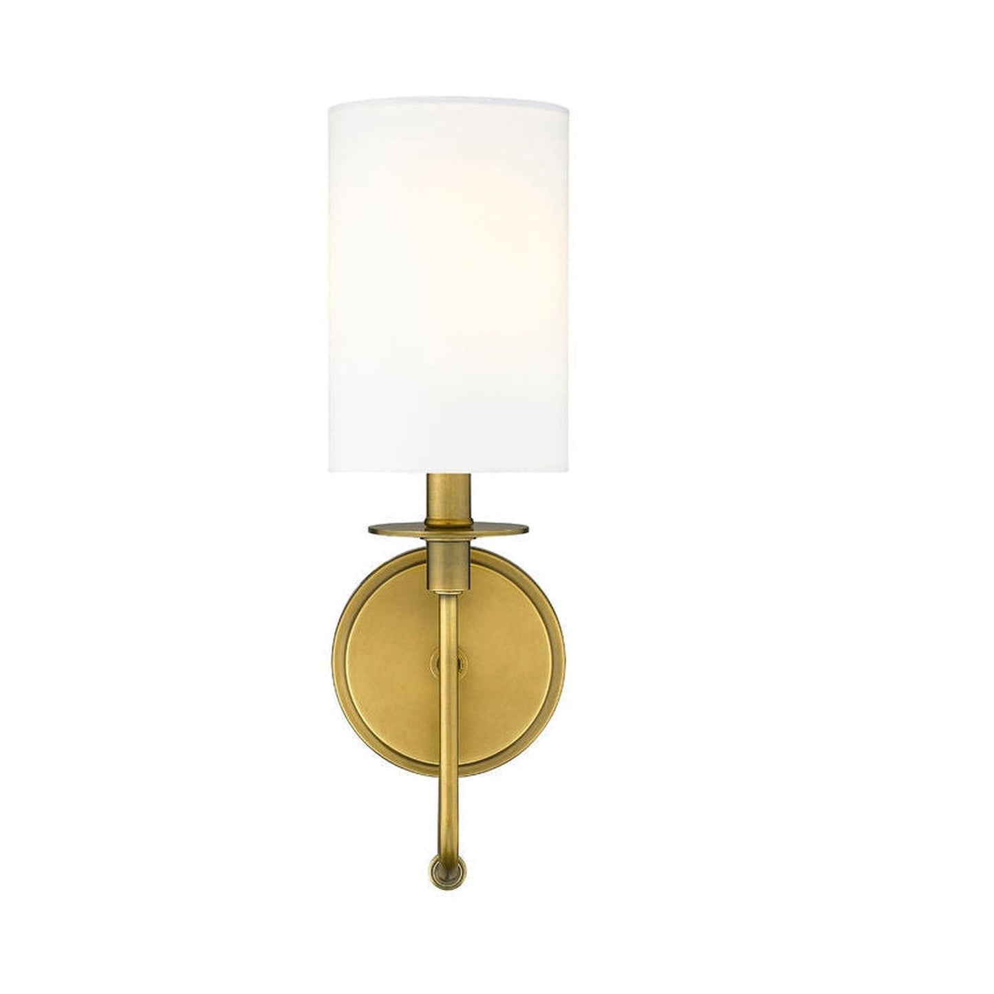 Z-Lite Ella 5" 1-Light White Rubbed Brass Wall Sconce With White Fabric Shade