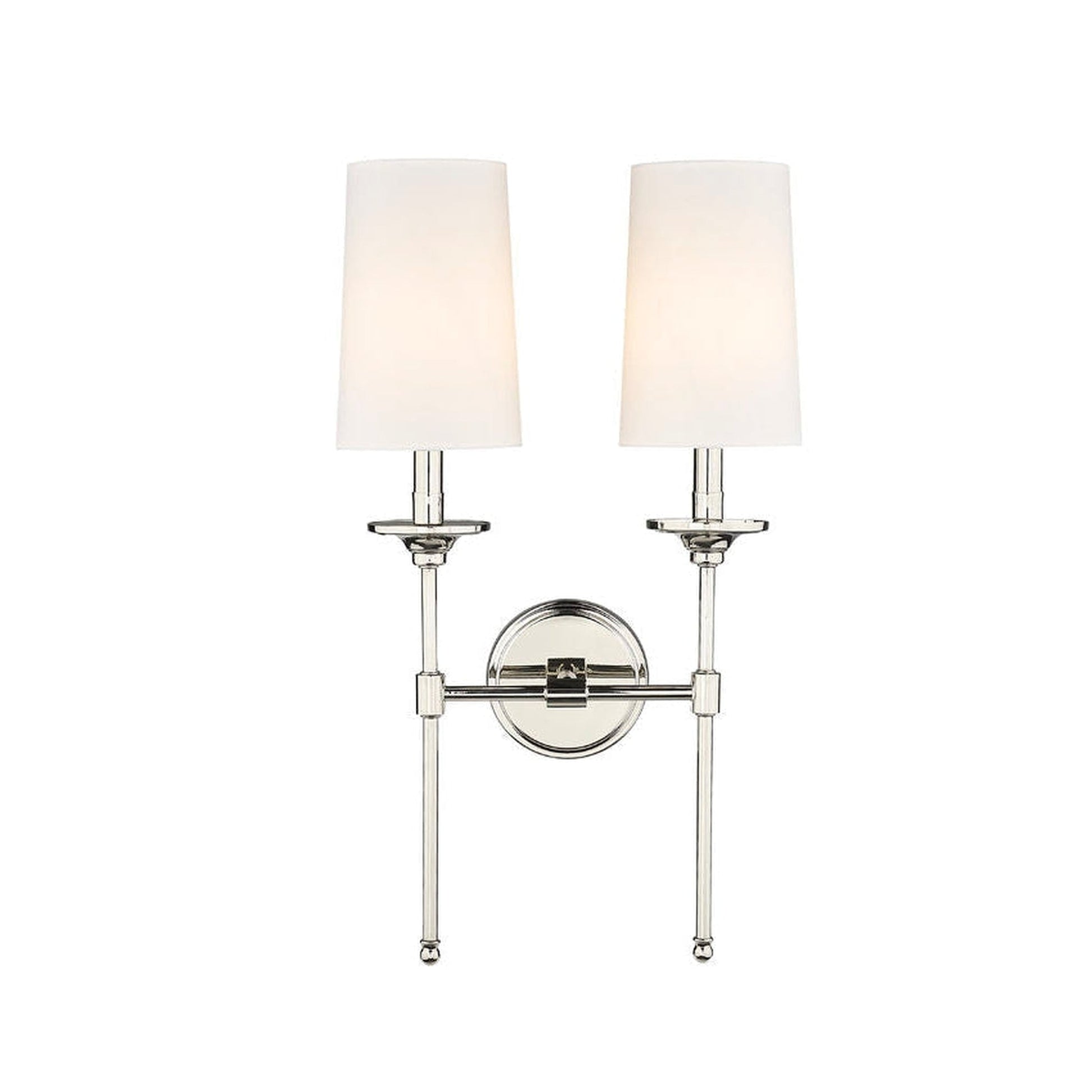 Z-Lite Emily 14" 2-Light Polished Nickel Wall Sconce With Off-White Cloth Shade
