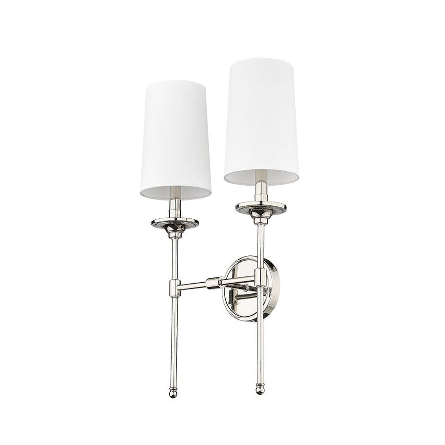 Z-Lite Emily 14" 2-Light Polished Nickel Wall Sconce With Off-White Cloth Shade