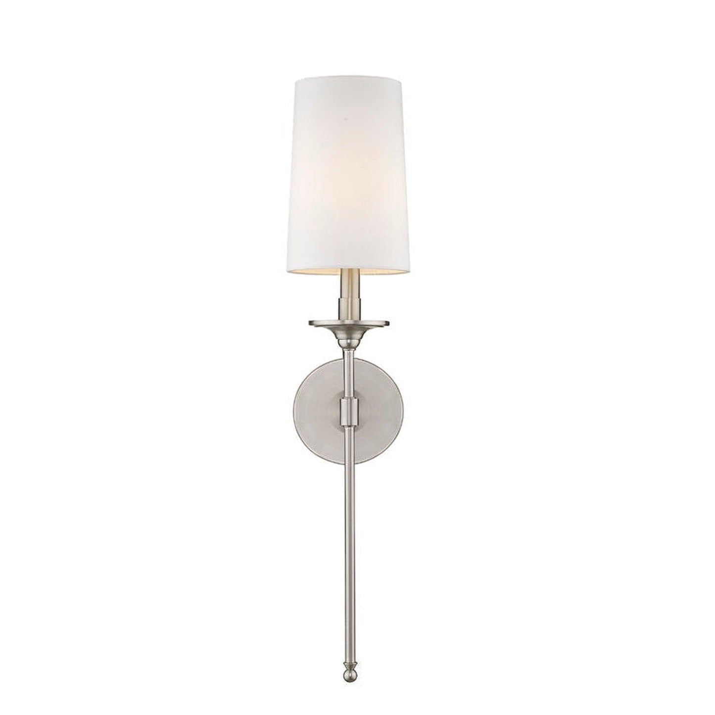Z-Lite Emily 6" 1-Light Brushed Nickel Wall Sconce With White Fabric Shade