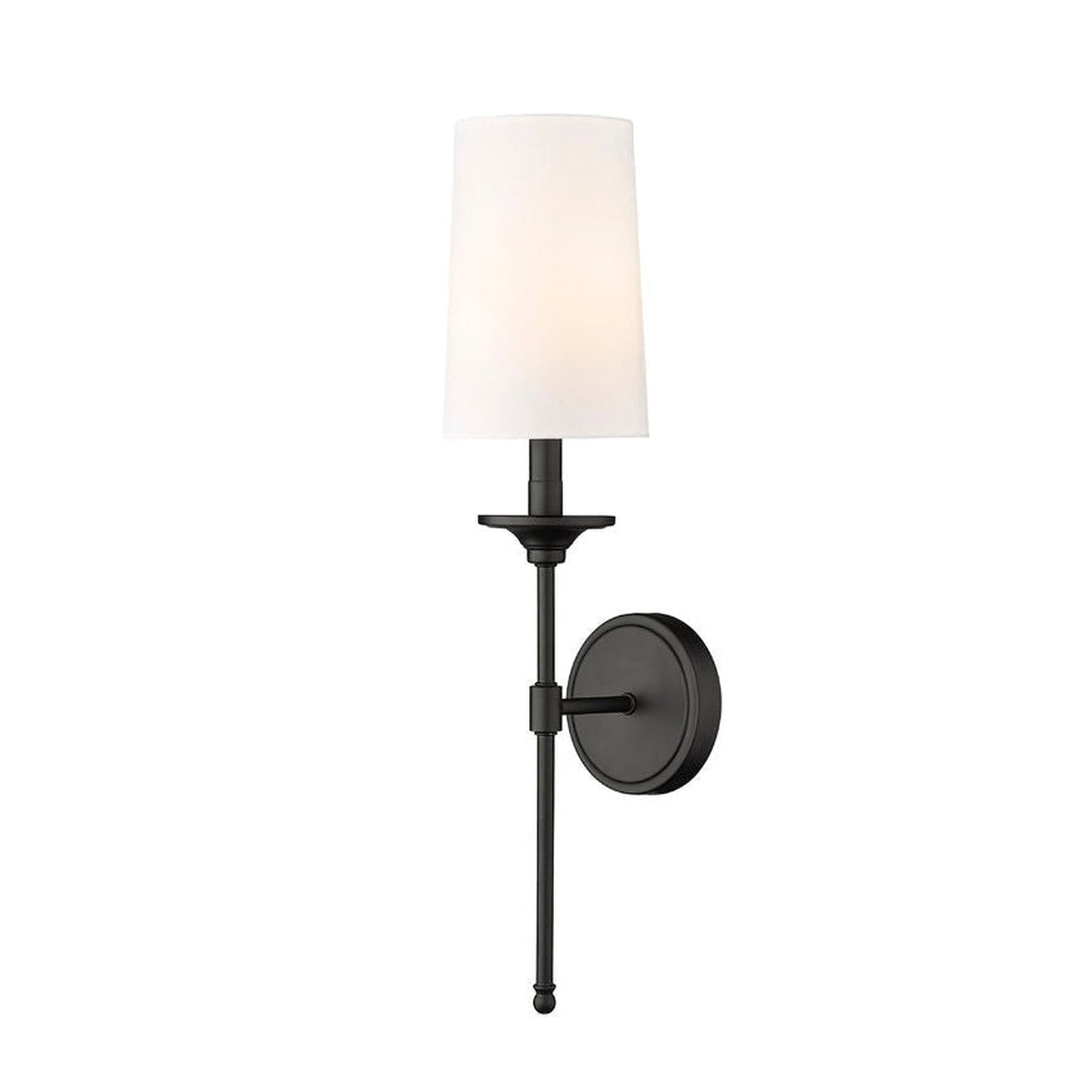 Z-Lite Emily 6" 1-Light Matte Black Wall Sconce With Off-White Cloth Shade