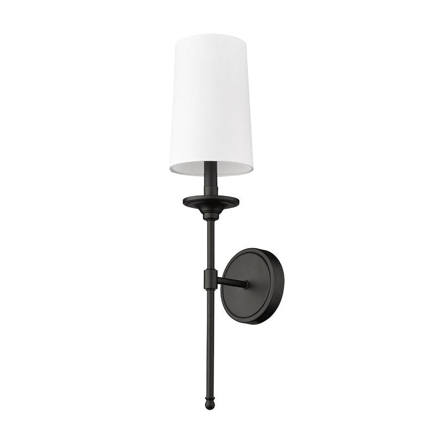 Z-Lite Emily 6" 1-Light Matte Black Wall Sconce With Off-White Cloth Shade
