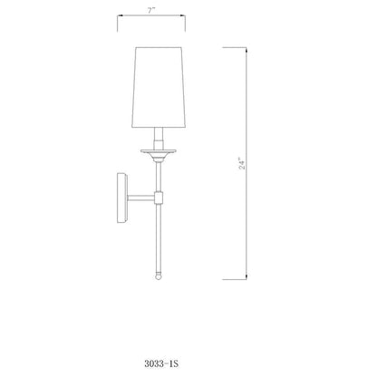 Z-Lite Emily 6" 1-Light Matte Black Wall Sconce With Off-White Cloth Shade