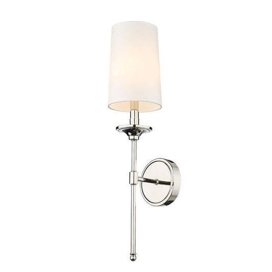 Z-Lite Emily 6" 1-Light Polished Nickel Wall Sconce With Off-White Cloth Shade