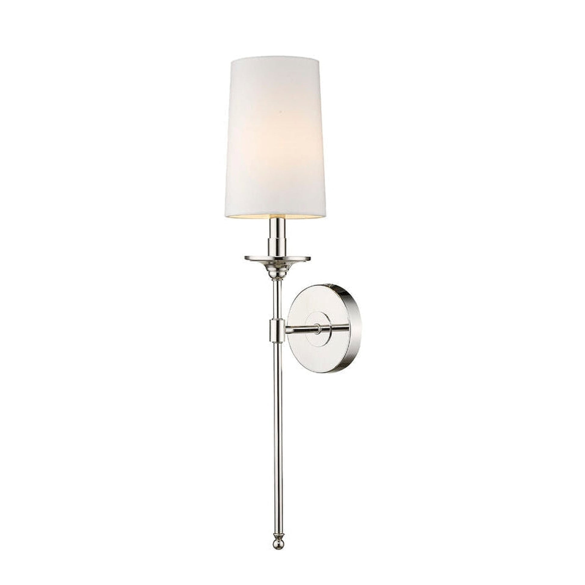 Z-Lite Emily 6" 1-Light Polished Nickel Wall Sconce With White Fabric Shade
