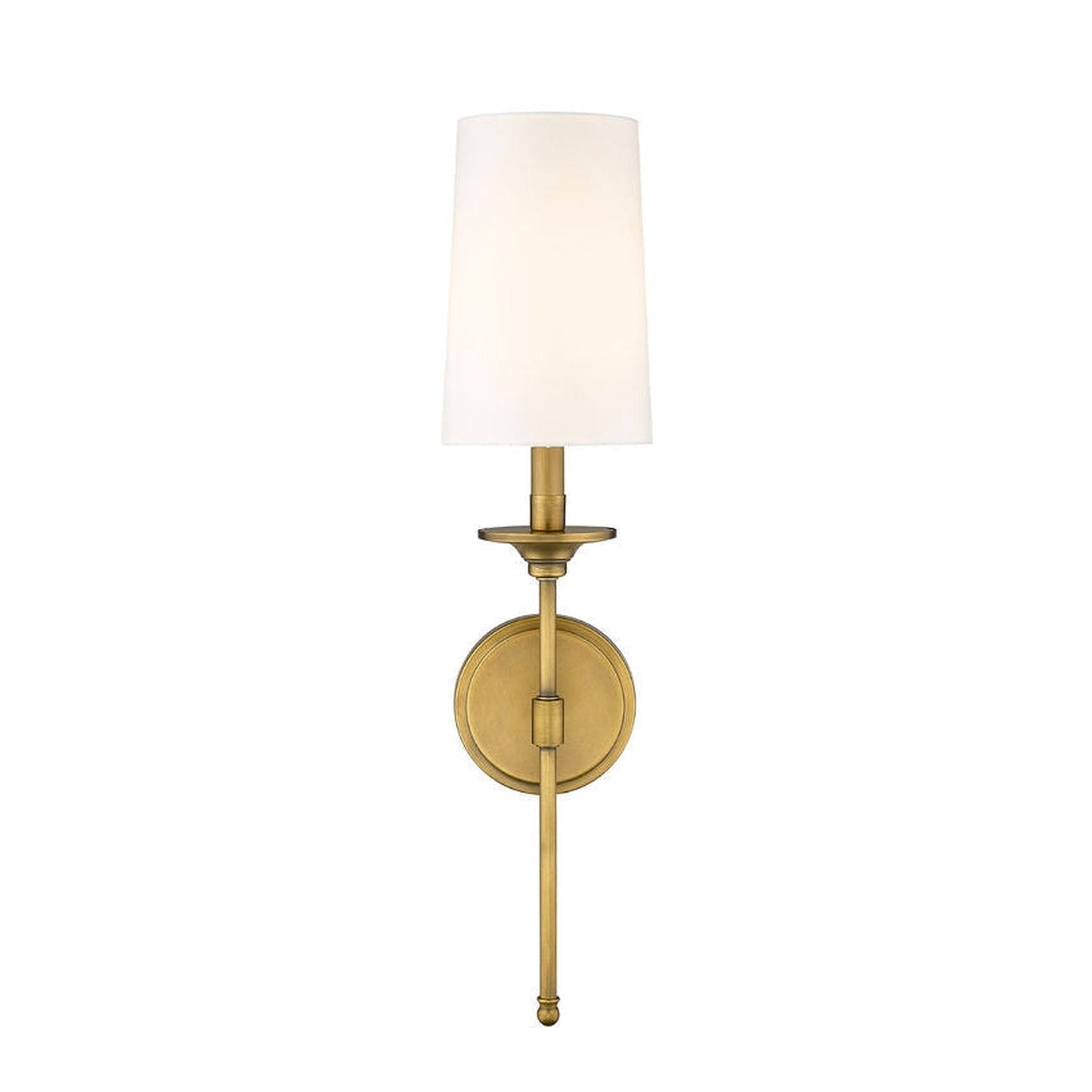Z-Lite Emily 6" 1-Light Rubbed Brass Wall Sconce With Off-White Cloth Shade