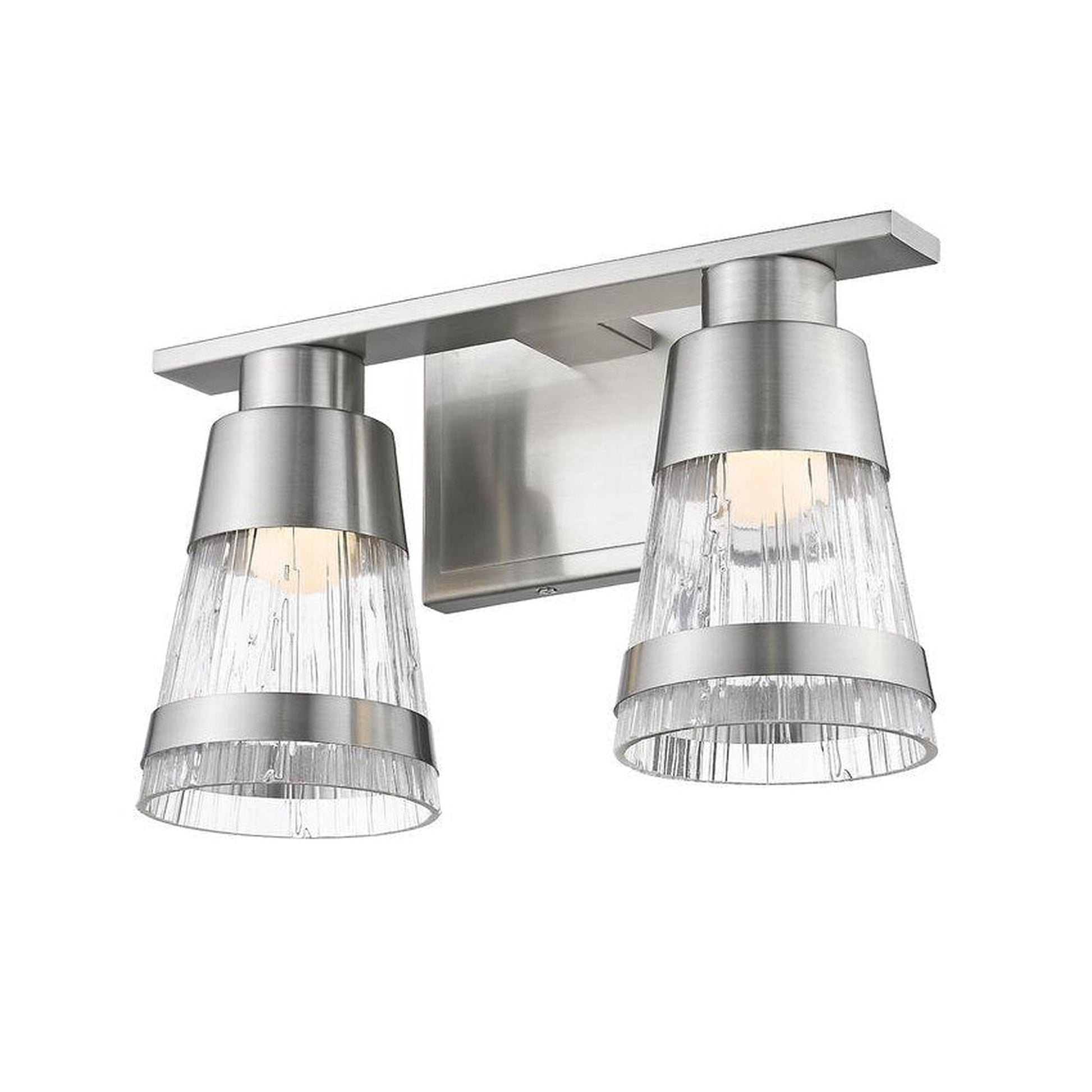 Z-Lite Ethos 13" 2-Light LED Brushed Nickel Vanity Light With Chisel Glass Shade