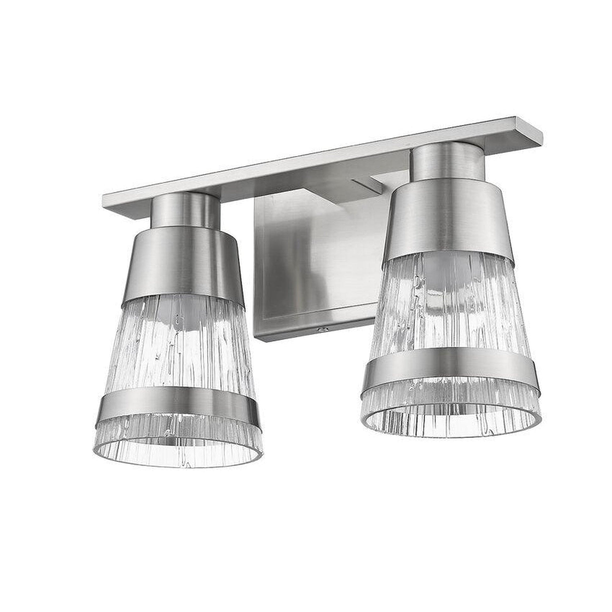 Z-Lite Ethos 13" 2-Light LED Brushed Nickel Vanity Light With Chisel Glass Shade