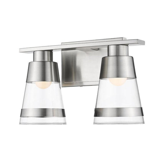 Z-Lite Ethos 13" 2-Light LED Brushed Nickel Vanity Light With Clear Glass Shade