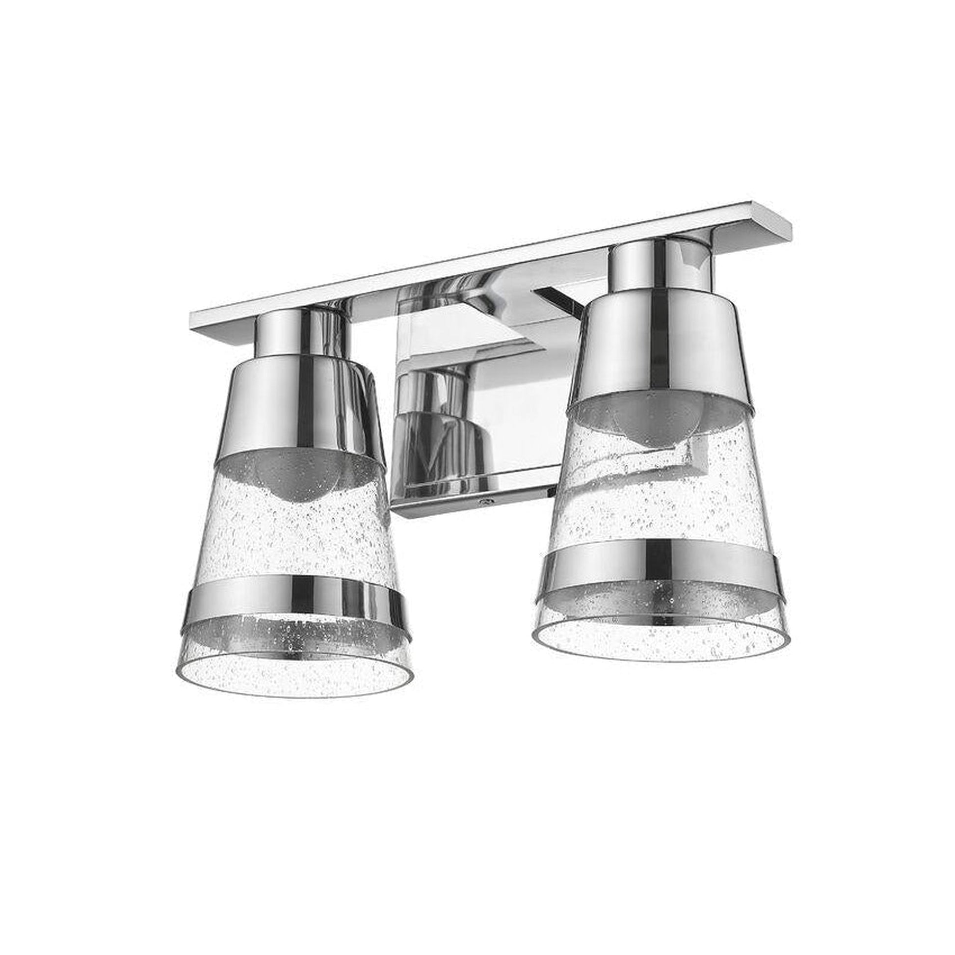 Z-Lite Ethos 13" 2-Light LED Chrome Vanity Light With Seedy Glass Shade