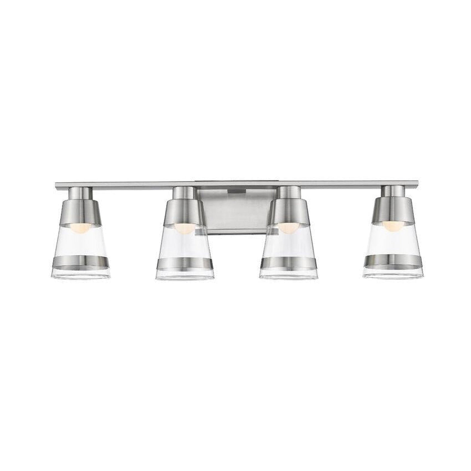 Z-Lite Ethos 32" 4-Light LED Brushed Nickel Vanity Light With Clear Glass Shade