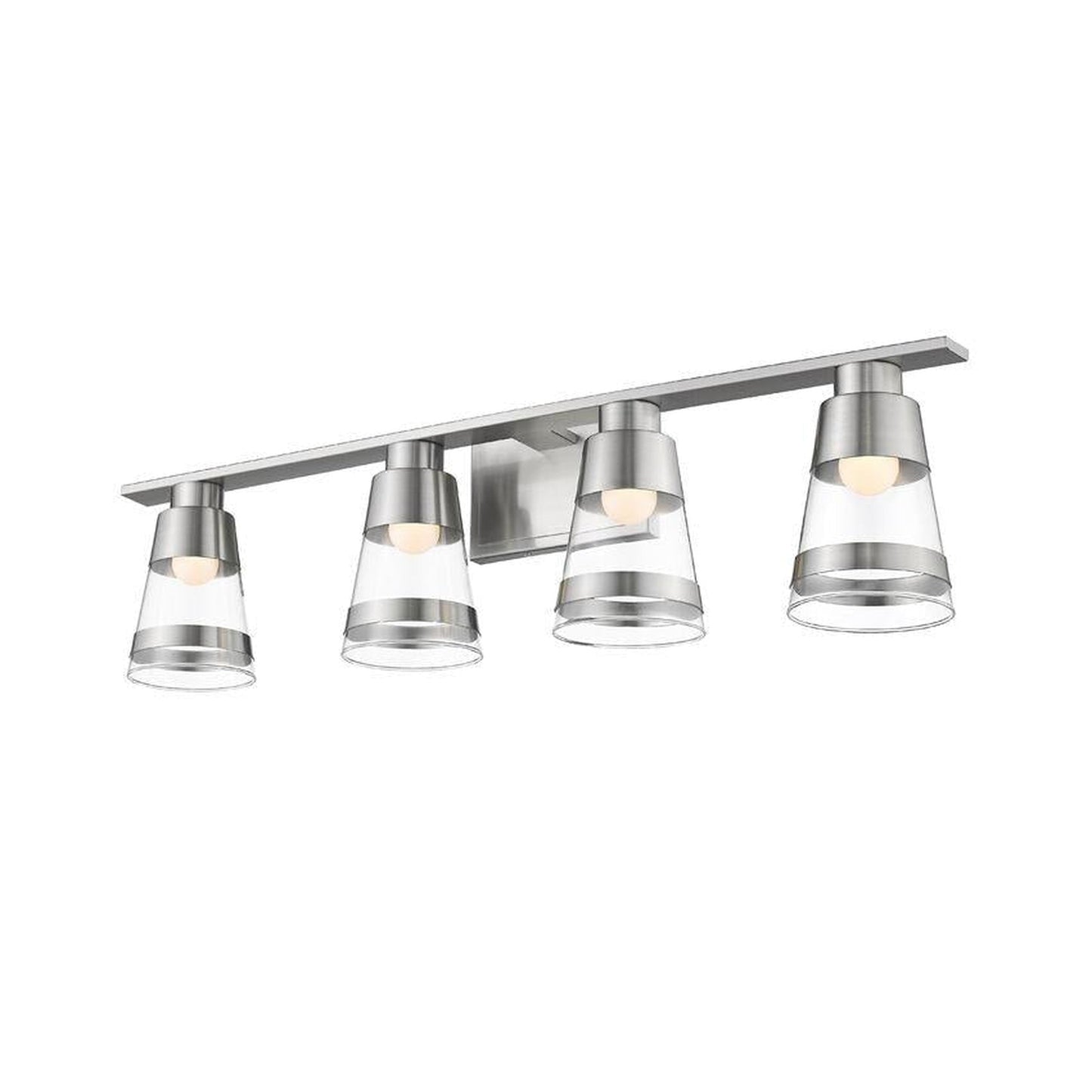 Z-Lite Ethos 32" 4-Light LED Brushed Nickel Vanity Light With Clear Glass Shade