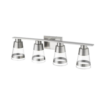 Z-Lite Ethos 32" 4-Light LED Brushed Nickel Vanity Light With Clear Glass Shade