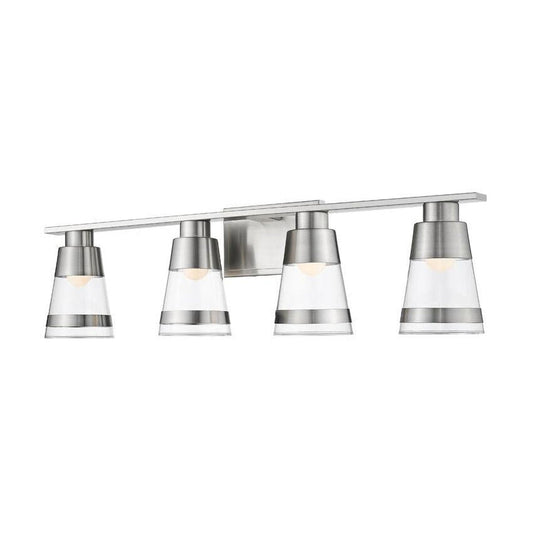 Z-Lite Ethos 32" 4-Light LED Brushed Nickel Vanity Light With Clear Glass Shade