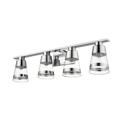 Z-Lite Ethos 32" 4-Light LED Chrome Vanity Light With Clear Glass Shade