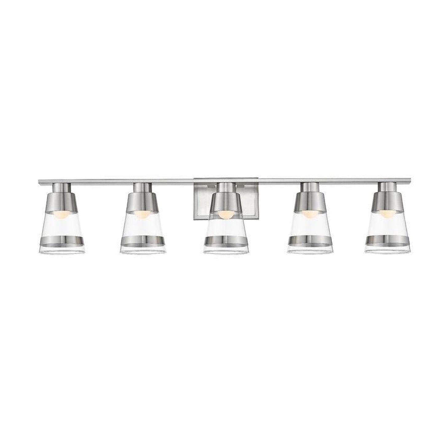 Z-Lite Ethos 40" 5-Light LED Brushed Nickel Vanity Light With Clear Glass Shade