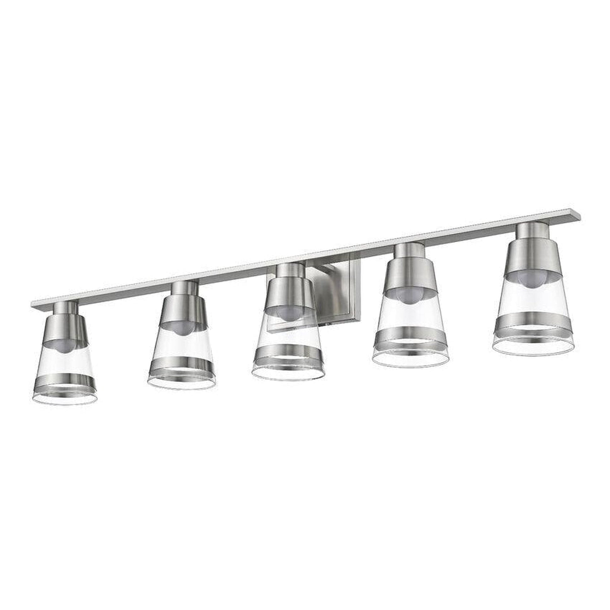 Z-Lite Ethos 40" 5-Light LED Brushed Nickel Vanity Light With Clear Glass Shade