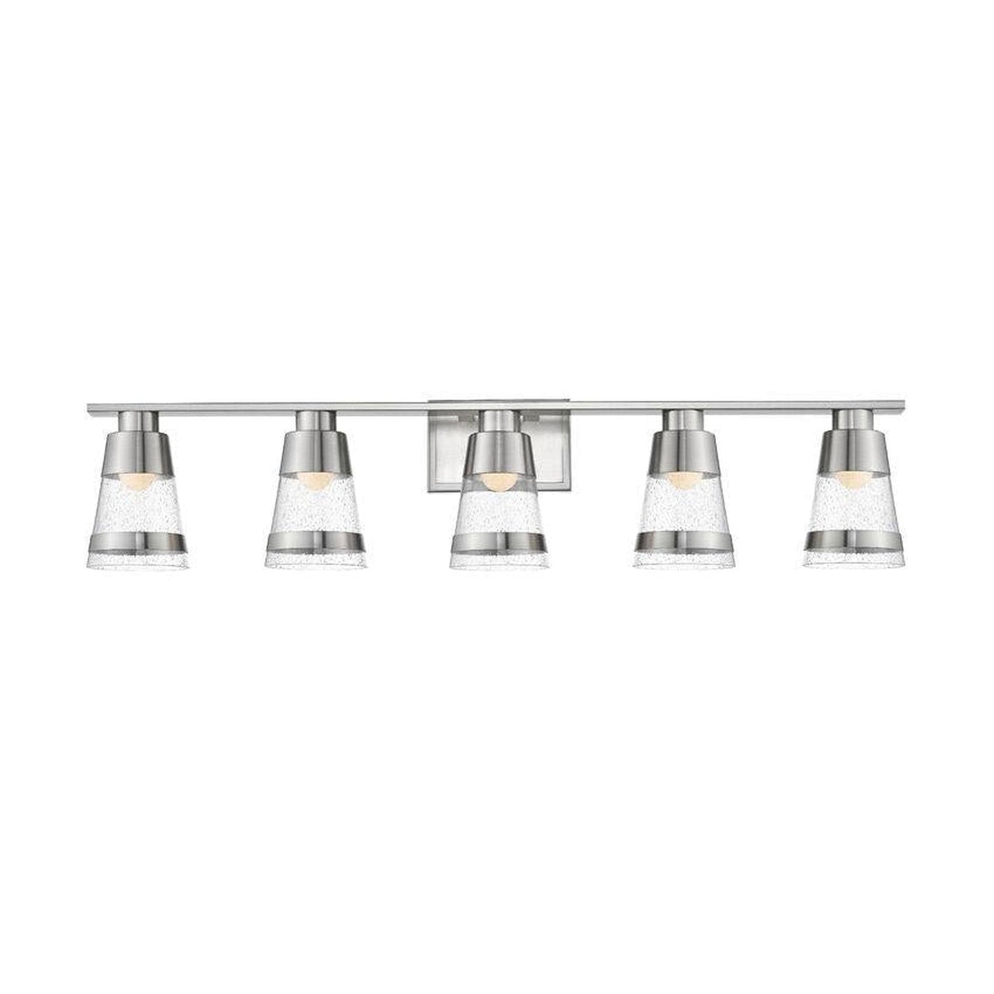 Z-Lite Ethos 40" 5-Light LED Brushed Nickel Vanity Light With Seedy Glass Shade