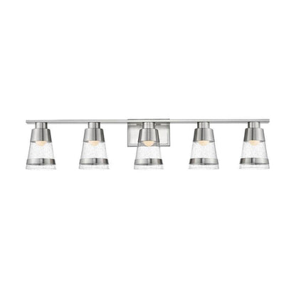 Z-Lite Ethos 40" 5-Light LED Brushed Nickel Vanity Light With Seedy Glass Shade