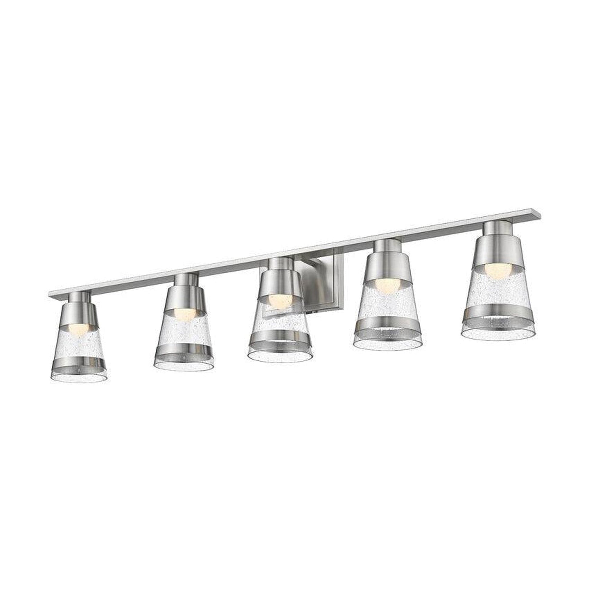 Z-Lite Ethos 40" 5-Light LED Brushed Nickel Vanity Light With Seedy Glass Shade