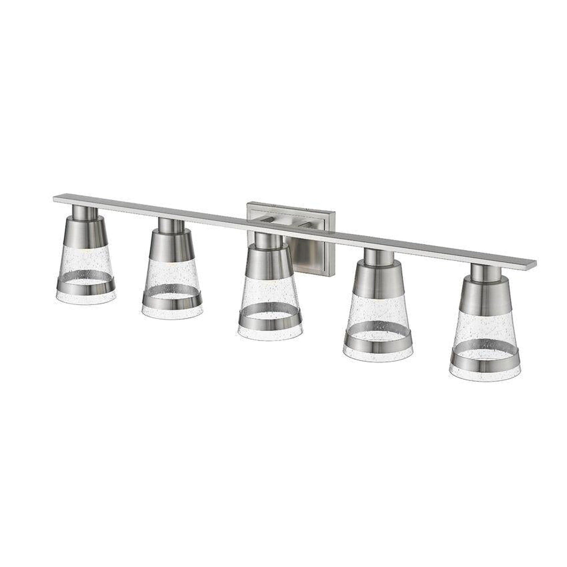 Z-Lite Ethos 40" 5-Light LED Brushed Nickel Vanity Light With Seedy Glass Shade