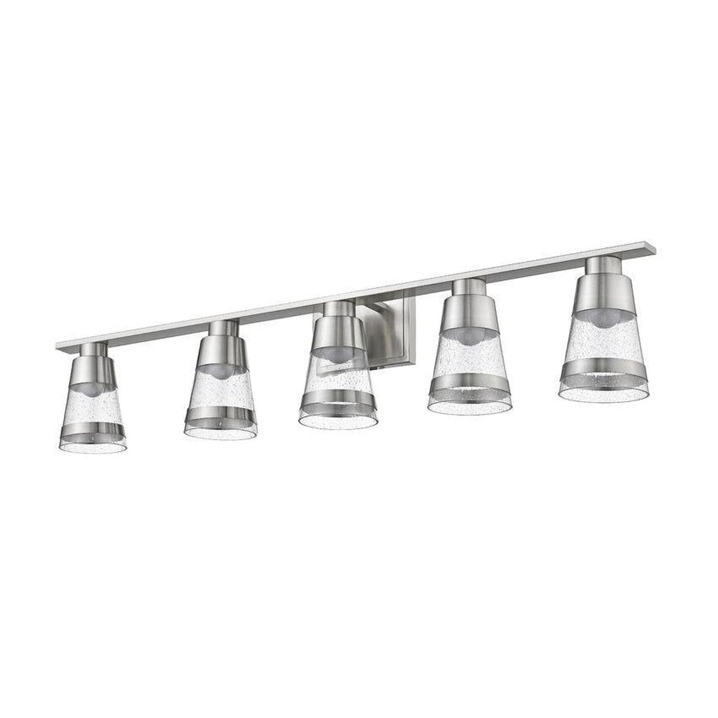 Z-Lite Ethos 40" 5-Light LED Brushed Nickel Vanity Light With Seedy Glass Shade