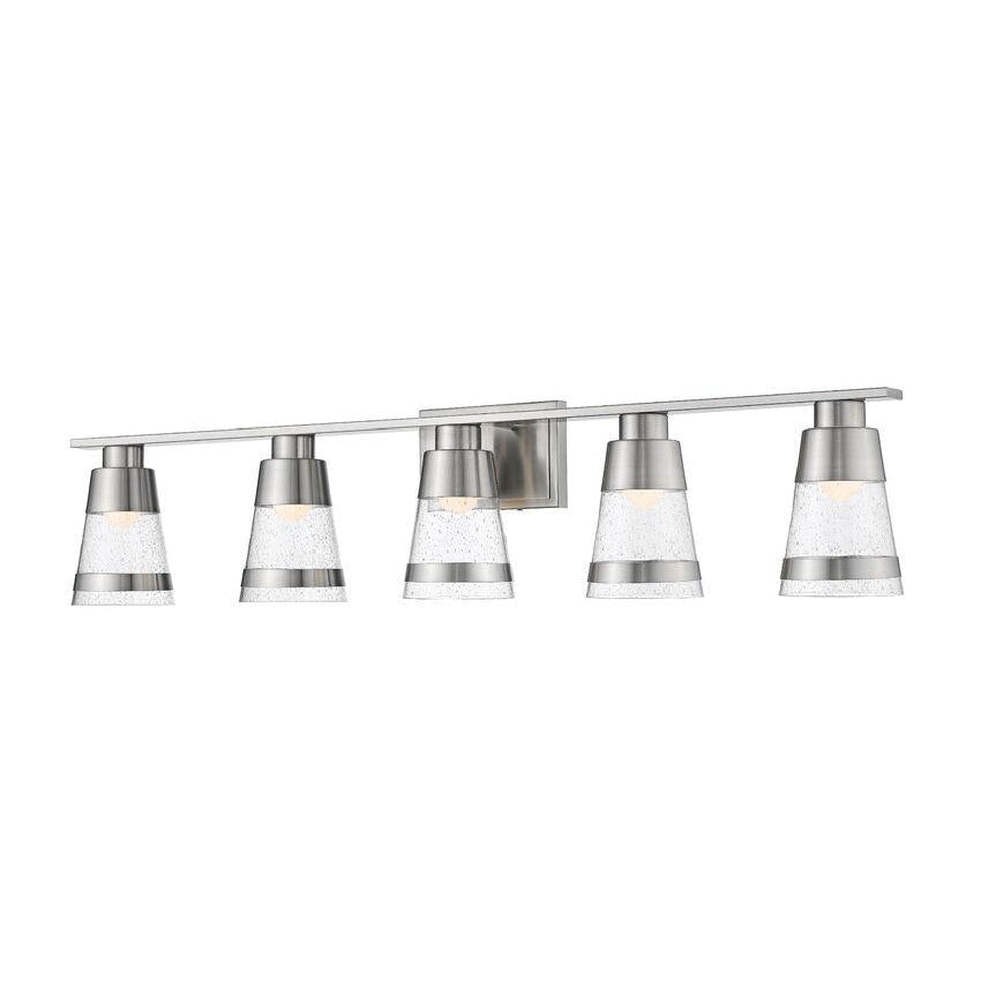 Z-Lite Ethos 40" 5-Light LED Brushed Nickel Vanity Light With Seedy Glass Shade