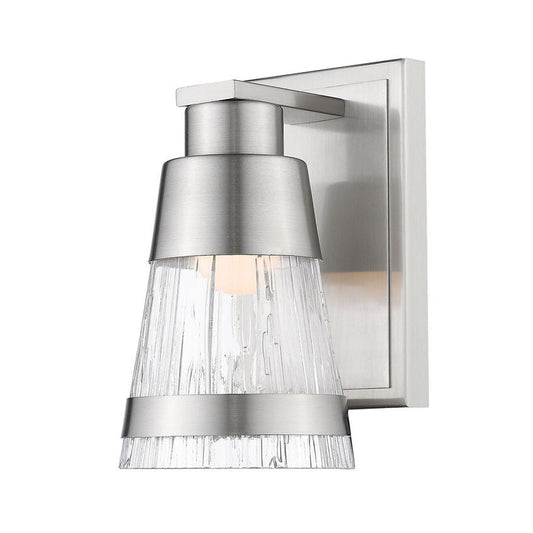Z-Lite Ethos 5" 1-Light LED Chisel Glass Shade Wall Sconce With Brushed Nickel Frame Finish
