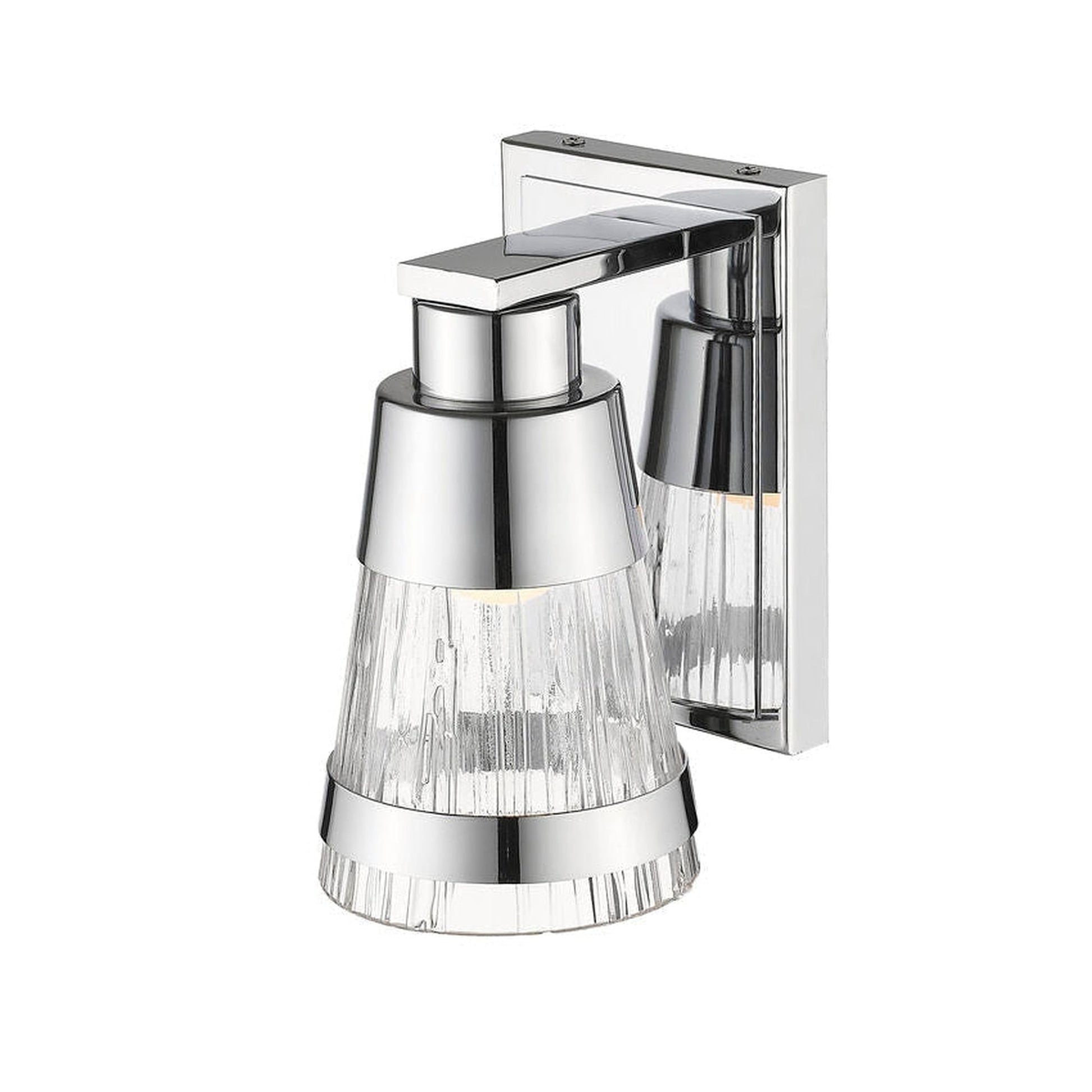 Z-Lite Ethos 5" 1-Light LED Chrome Wall Sconce With Chisel Glass Shade