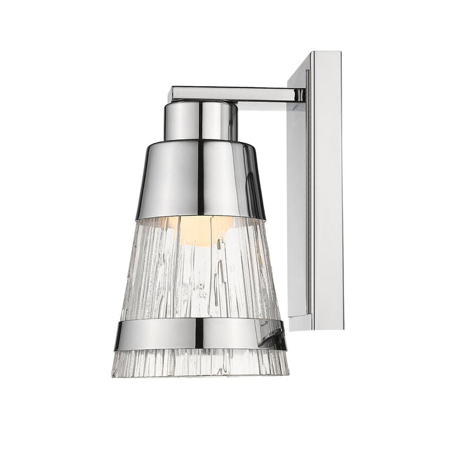Z-Lite Ethos 5" 1-Light LED Chrome Wall Sconce With Chisel Glass Shade