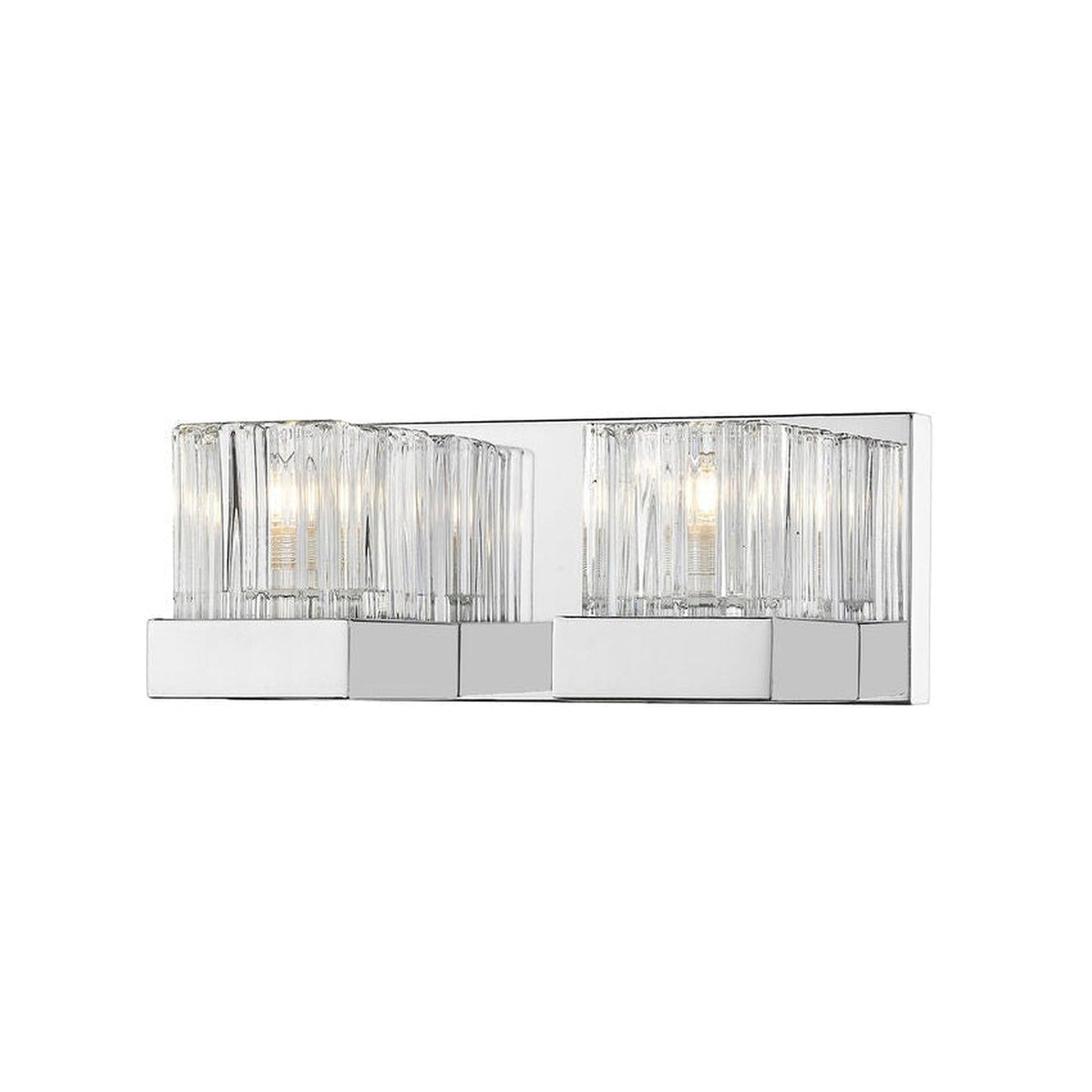 Z-Lite Fallon 12" 2-Light Chrome Vanity Light With Clear Ribbed and Frosted Crystal Shade