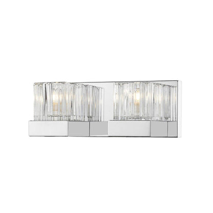 Z-Lite Fallon 12" 2-Light Chrome Vanity Light With Clear Ribbed and Frosted Crystal Shade