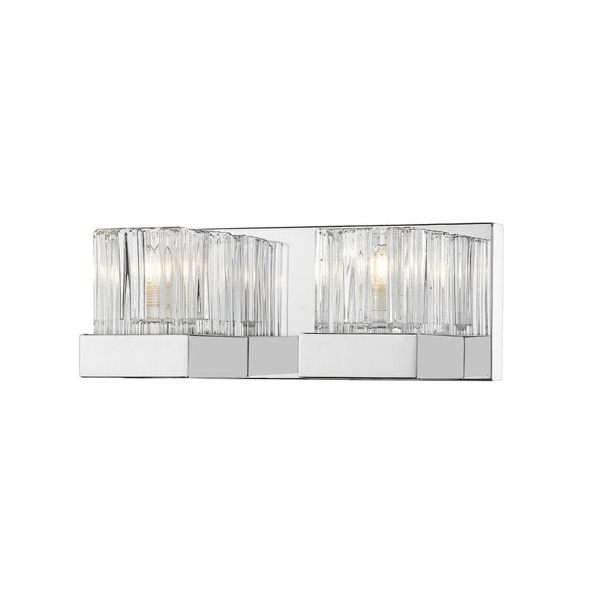 Z-Lite Fallon 12" 2-Light LED Chrome Vanity Light With Clear Ribbed and Frosted Crystal Shade